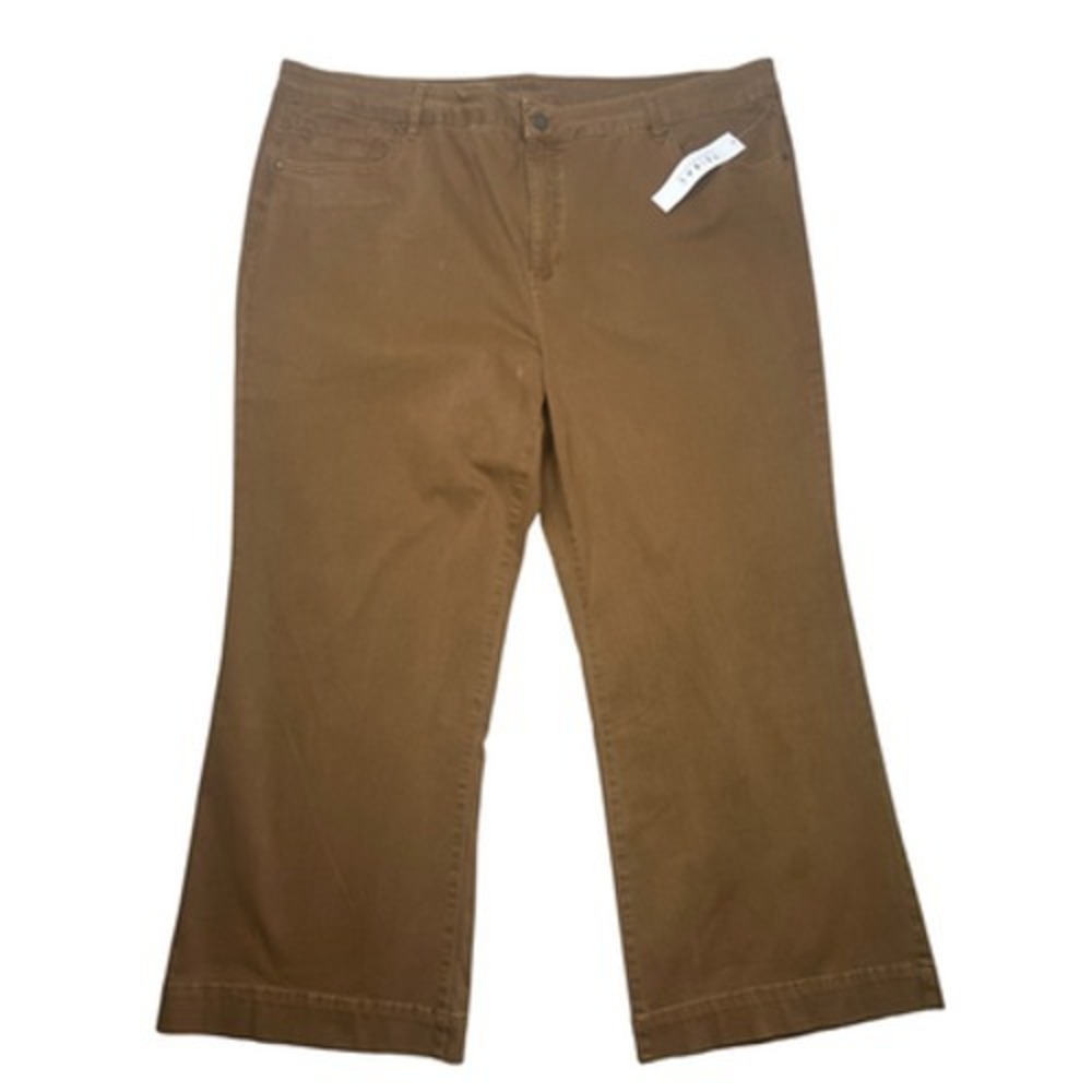 Tribal Wide Leg Trouser Pants 24W Brown Walnut‎ Twill Relaxed Stretch